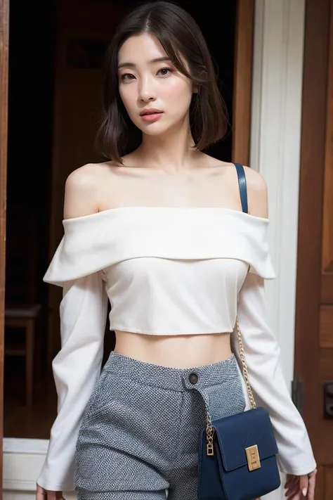 (Small lower chest,Tomboyish,small heads)),  (perfect bodies: 1.1), (short-length straight short hair: 1.1), (black hair:1.5),attractive collarbone，（极其细致的CG 8k壁纸），（Extremely refined and beautiful），（masterpiece），（best qualtiy：1.0），（超高分辨率：1.0），upper body photos，[A high resolution]，cheerfulness，Smile，Smooth and flawless fair skin，ultra - detailed ，Elongated legs，（Small breasts:1.1),Flat chest,Slim，emaciated，No bra,After bath, (white sweater:1.5),(dog collar:1.5),Cleavage,(black pantyhose:1.4),At home, in dinning room,Close shot,nightfall，warm light，a dinning table,(Several dishes on the table:1.3),(Lying flat on back on the dining table:1.3),Top down overhead camera perspective,cowboy shot