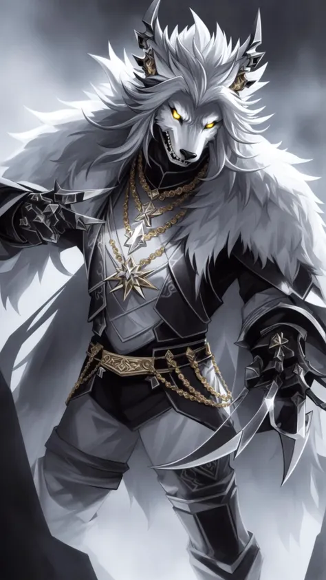 snow, snowing, (ice), icicles, frozen, chilling, chilled, ominous, horror, creepy, tall, flexing, wearing body armor made of human bones, (skull:0.9), (ribcage:1.2), hoop skirt, piercings, fur details, fur pattern,
chromatic aberration, depth of field, soft lighting, masterpiece, best quality, intricate, tone mapped, highly detailed, artstation, concept art, smooth, sharp focus, dramatic lighting, highly detailed artwork, cinematic, trending on Artstation, 8K, incredible shadows, realistic,
(highly detailed background:1.0), (lightning strike), (lightning), storm, cloudy sky, backlighting, forest, nighttime, mist, fog, full moon, (werewolf:1.2), detailed claws,
glowing, ominous aura Halo, (blood:1.1), bleeding, jewelry, necklace, gold chains, (gold spikes), (fangs), smile, snarl, punk, wild hair, necktie, (dragonfly wings:0.9), headphones, hair clip,