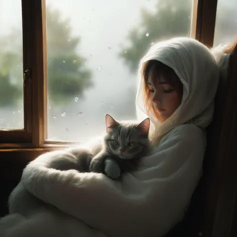 masterpiece, best quality, a cozy scene of a persian cat curled up in a window seat, watching raindrops fall outside in a serene moment, window fog,
realistic, <lora:add_detail:0.5> <lora:filmgrain_slider_v1:4> More Grainy, <lora:backlight_slider_v10:-1.5>