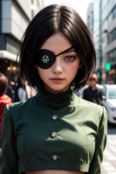 masterpiece, best quality, intricate detail, teenage, <lora:chrometest:1> chrome dokuro, black hair, eyepatch, (purple eyes:1.1), short hair,, crop top, eyepatch, school uniform, serafuku, skirt, green uniform, japan, frow
((intricate detail)), complex illustration, high contrast, intricate background detail, masterpiece, best quality <lora:filmgrain_slider_v1:1> <lora:backlight_slider_v10:-0.5> <lora:contrast_slider_v10:1.8> realistic, lifelike, <lora:add_detail:0.5>