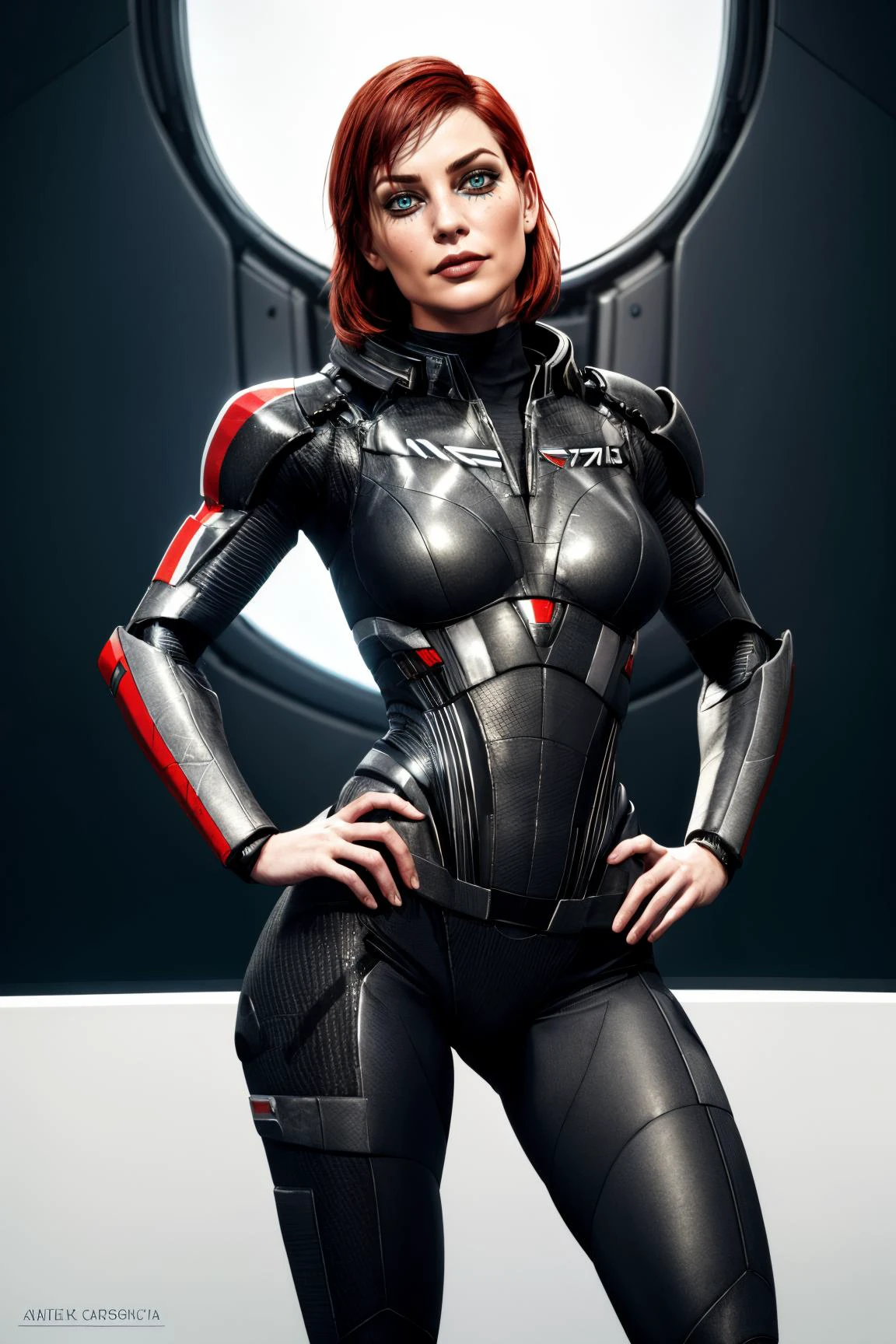 <lora:femshep:0.8> Jane, shepard, 1girl, mass effect \(series\), n7 armor, normandy, full body,
((intricate detail)), complex illustration, high contrast, intricate background detail, masterpiece, best quality <lora:filmgrain_slider_v1:1> <lora:backlight_slider_v10:1> <lora:contrast_slider_v10:1.8> realistic, lifelike, <lora:add_detail:0.5>