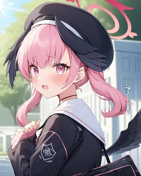 NSFW,Navy uniform、Very beautiful and Shining Eyes、Shining Eyes、1 girl、Small breasts、Big Mouth、high school girl、Small breasts、Cat ear、Transparent pink short hair、7-year-old girl