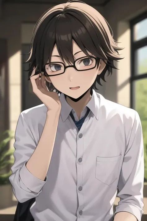 masterpiece, best quality, high quality, 1boy, solo, male focus, looking at viewer, upper body, <lora:kishitani_shinra:0.70>, kishitani_shinra