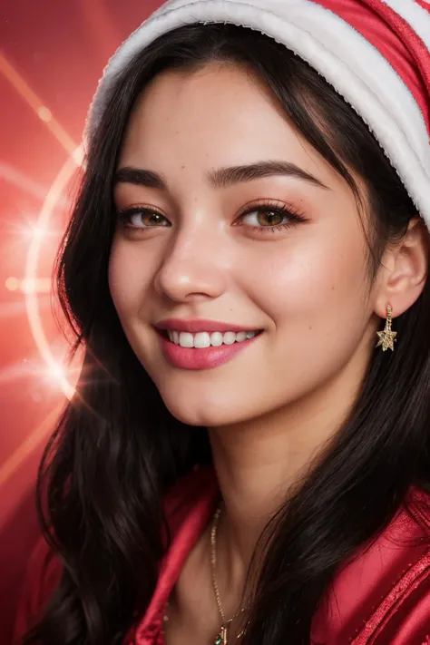 DV_Spirit_Vicious ((Christmas Red Theme, Black backdrop:1.4)) (Close-Up Shot, headshot:1.4) wearing (silk), 35mm, F/2.8 ((Photo Focus, DOF, Aperture, insanely detailed and intricate, character, hypermaximalist, elegant, ornate, beautiful, exotic, revealing, appealing, attractive, amative, hyper realistic, super detailed, heresy flares)) (smiling at viewer:1.3)(pink lens flare:1.2)(sharpness:1.3)(details:1.3)