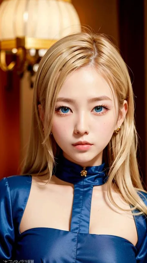 blonde hair,golden hair,china dress,front light,photorealistic,best quality,ultra high res,extremely detailed eyes and face,