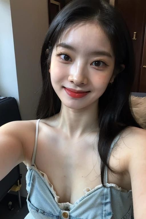 25-year-old Korean, Beautiful Face, smile, K-POPアイドル, （Completely naked），（nsfw）、No make-up、No makeup