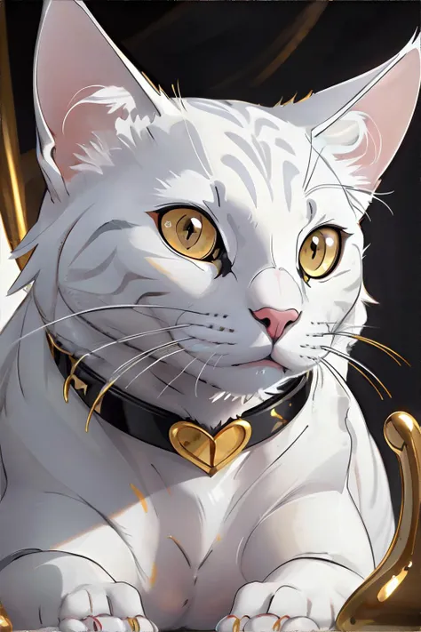 <lora:blackgold:0.5>, white cat, black and gold collar || <lora:blackgold:0.2>, cat, black and gold, masterpiece, 8k, high resolution, shallow depth of field, sharp focus