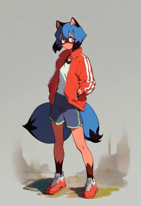 by angelauxes, Michiru Kagemori from brand new animal, full body, standing, looking at viewer, score_9, score_8_up, score_7_up, score_6_up, score_5_up, score_4_up