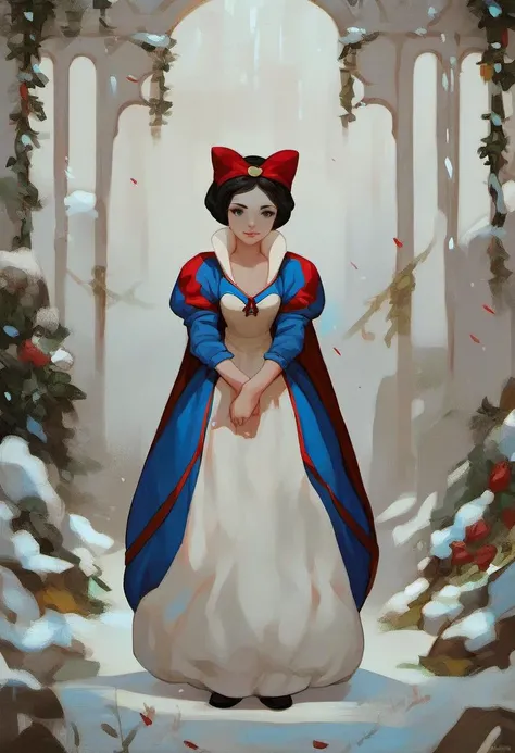 source_cartoon, rating_safe, by marmalade mum, Snow White (Snow White and the Seven Dwarfs), fully body, standing, looking at viewer, pose, score_9, score_8_up, score_7_up, score_6_up, score_5_up, score_4_up