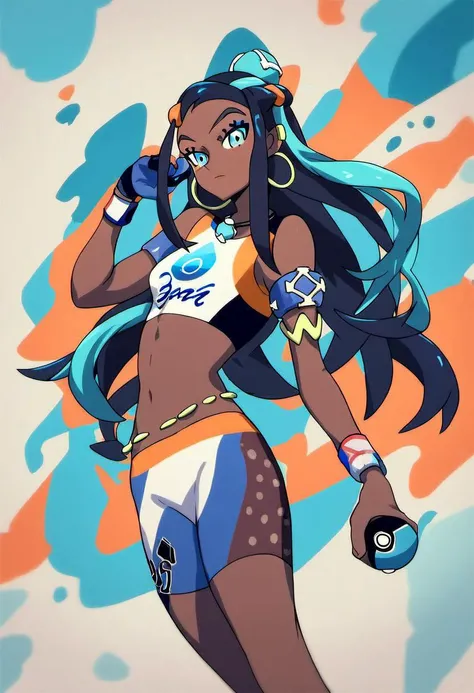 source_cartoon, rating_safe, by alcor90, Nessa_\(pokemon\), fully body, standing, looking at viewer, pose, score_9, score_8_up, score_7_up, score_6_up, score_5_up, score_4_up