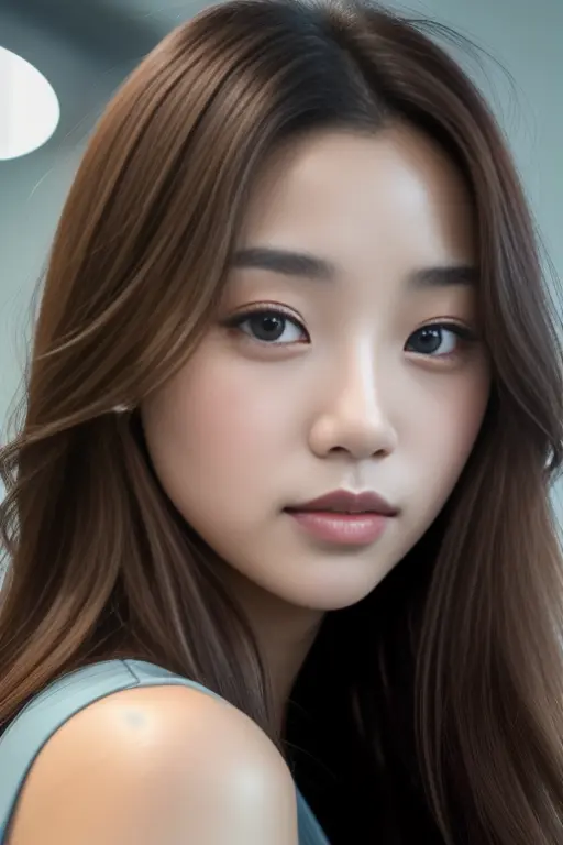 YoonYoungChae, high quality, 4K, beautiful design, shiny, from the front, award winning photo, extremely detailed, amazing, fine detail, absurdres, highly detailed extremely detailed eyes and face, by lee jeffries nikon d850 film stock photograph 4 kodak portra 400 camera f1.6 lens rich colors hyper realistic lifelike texture dramatic lighting unrealengine trending on artstation cinestill 800 tungsten, 1girl, long flowing brown hair, expressive look, (smiling seductively,puffy lips,) HDR, highest quality, sexy dress, sharp focus, looking at viewer, facing viewer, 4k,emerald green eyes beautifully detailed,a woman in a (((silver and blue))) dress standing in an office <lora:YoonYoungChae:0.9>
