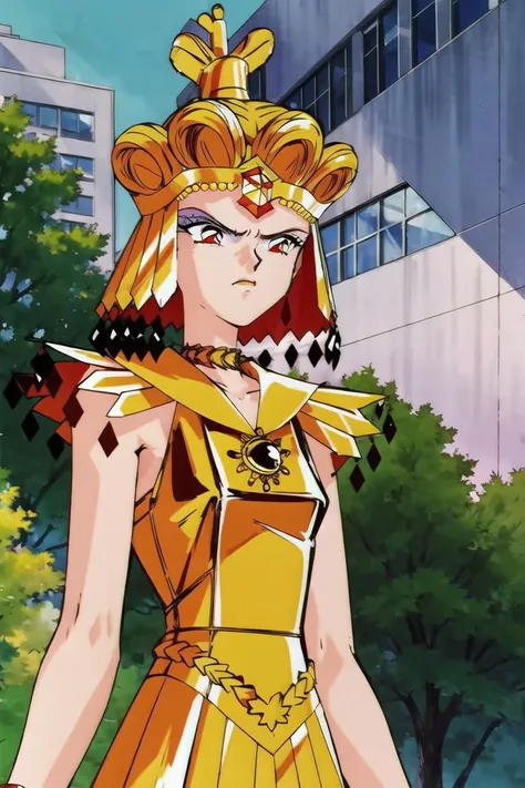 <lora:DarkStarMinions:0.8>,SailorGalaxia,1990s \(style\),outdoors,school uniform,angry,