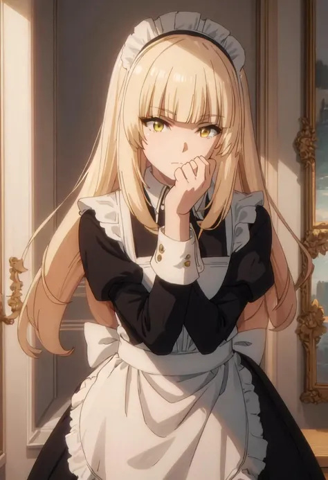 best quality, masterpiece, highres, solo, {rose_oriana_kagenojitsuryokushaninaritakute:0.90}, {maid:1.40}, {long maid dress:1.15}