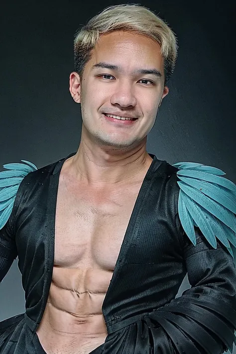 (1boy, smile, medium full shot, look at camera : 1.5), (portrait of charming Aritouch as Male Maleficent, disney villain, stunningly gorgeous Mystere male, leathery wings, large snake wrapped around him, muscular and lithe : 1.4), japanese style, Ross Tran style, J. Scott Campbell style, blue and yellow and black fantasy background , cinematic, widescreen, zoom in, intricate detail, thorax detail, smooth, sharp focus, hyper detailed, bright pastel colors, photographed by Canon EOS 6D Mark II RF , ultra real style, portrait photography , best quality, ultra high res, beautiful , 8K <lora:Aritouch:0.85>