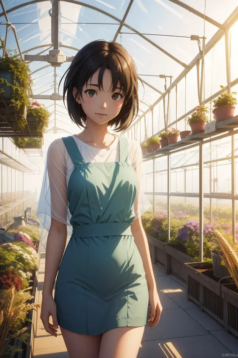 1girl, a highly detailed matte painting of a single Greenhouse with a wheat germ in the fog by studio ghibli, makoto shinkai, by artgerm, by wlop, by greg rutkowski, volumetric lighting, octane render, 4 k resolution, trending on artstation, masterpiece