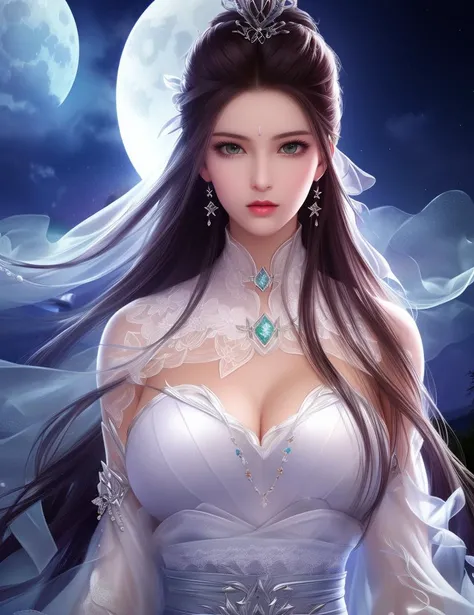 ultra realistic 8k cg, picture-perfect face, flawless, clean, masterpiece, professional artwork, famous artwork, cinematic lighting, cinematic bloom, perfect face, beautiful face, fantasy, dreamlike, unreal, science fiction, huge breasts, beautiful clothes, lace, lace trim, lace-trimmed legwear, (rich:1.4), prestige, luxury, jewelry, diamond, gold, pearl, gem, sapphire, ruby, emerald, intricate detail, delicate pattern, charming, alluring, seductive, erotic, enchanting, hair ornament, necklace, earrings, bracelet, armlet,halo
((,1girl, pov,))(((full_moon, moon, night, night_sky, sky, , 1girl, cloud, moonlight, star_\(sky\), red_hair, dated, solo, starry_sky , ninja, ))) <lora:DA_LuXueQi:1>