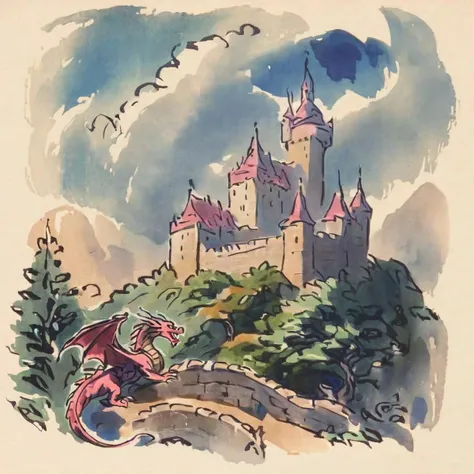 jchadel dragon and castle<lora:jchadel:1>