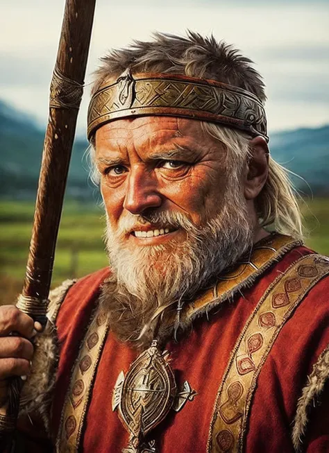 A stunning intricate full color portrait of (35 years old sks person:1) as (viking warrior), (barbarian),  epic character composition, by ilya kuvshinov, alessio albi, nina masic, sharp focus, natural lighting, subsurface scattering, f2, 35mm, film grain, <lora:locon_harold_v1_from_v1_64_32:1.3>