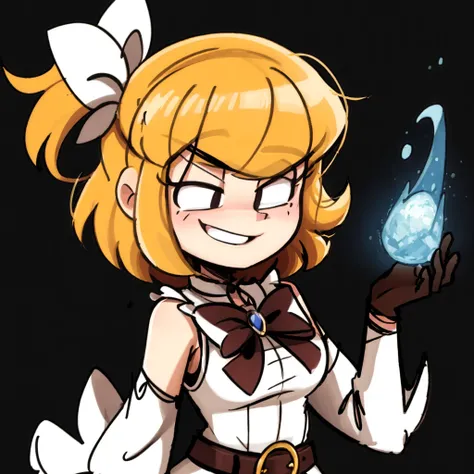 short hair, 1girl, mature, upper body, detached sleeves, frills, ornate belt, bowtie, brooch, (magical girl style) (cardcaptor sakura style:0.5), simple background, smirk
<lyco:PEARå¥-07:1.0> PEARå¥,