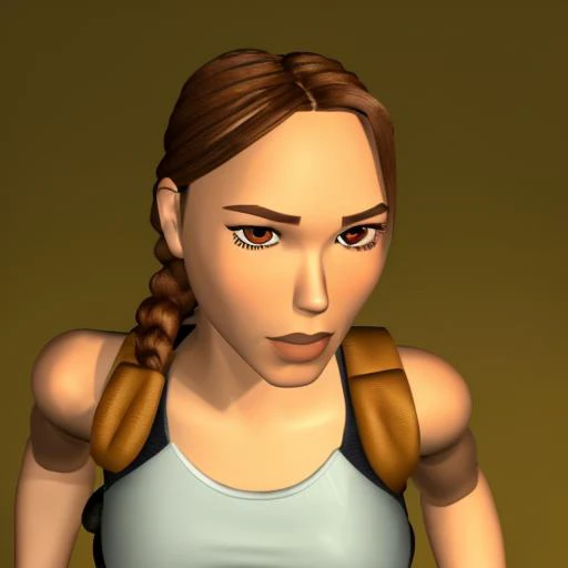 <lora:Vintage_Lara_Croft:1> 1 girl, solo, brown hair, braid, single braid, (brown eyes), wearing tank top, shorts, lips, looking at the viewer, close up ((portrait)), focus on face, blurred background, running track, fingerless gloves