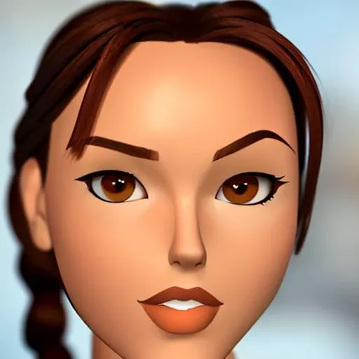 <lora:Vintage_Lara_Croft:1> 1 girl, solo, brown hair, braid, single braid, (brown eyes), wearing tank top, shorts, lips, looking at the viewer, close up ((portrait)), focus on face, blurred background, arena