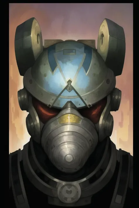 [face shot of a man human with a white mask looking at you[, art by Alphonse Mucha::02] : abstract detailed intricate water color, oil painting of a robot, solider, mask, gas mask, war setting, art by Thomas Moran : 07]