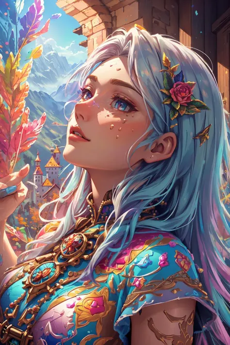 colorful, <lora:Fantasy-Magic-V1:1>, A forbidden castle high up in the mountains, pixel art, (intricate details:1.12), hdr, (intricate details, hyperdetailed:1.15), (natural skin texture, hyperrealism, soft light, sharp:1.2), game art, key visual, surreal