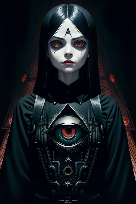 the all seeing eye by H.R. Giger, Junji Ito, Greg Rutkowski, WLOP
detailed paint of wednesday addams, highly detailed paiting by Ray Donley, 8k, royal paiting, dynamic lighting, colorfull lighting,, 8k, 4k, (highres:1.1), best quality;