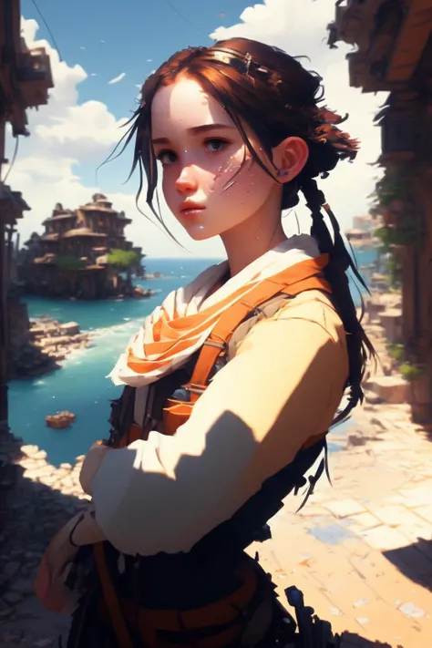 Style-Renaissance, full body portrait of young woman wearing splashing water, clean elegant painting, beautiful detailed face. by artgerm and ilya kuvshinov