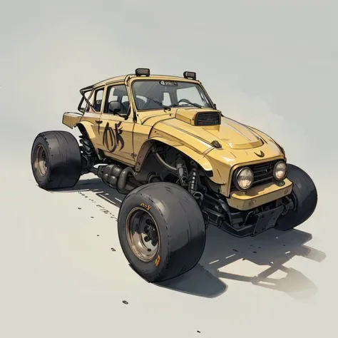 Best Quality, Masterpiece , simple background, white background, <lora:PencilSketch:0.8>,<lora:zeekars:0.6>, ((badass offroad hot rod zeekars)), wide tires, color accents,