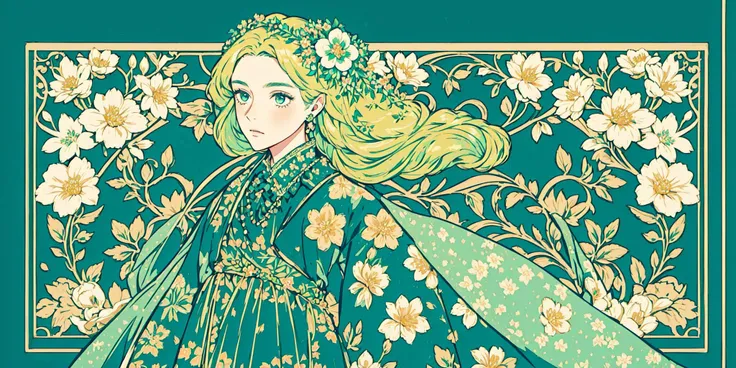 beautiful woman,waist up portrait,(teal hair with blonde highlights)1.2,floral ballgown,bohemian floral pattern,flower pattern,extremely detailed,masterpiece,16k,highest quality,trending on artstation,mecchakawa,<lora:MecchaKawaV2:1>,