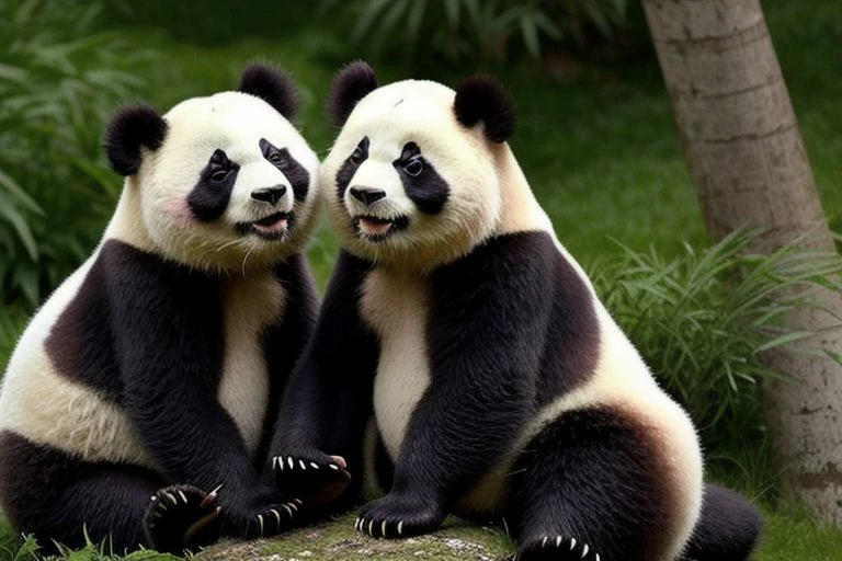Autrefois, les pandas taient tout blancs. Mais un jour, ils allrent l'enterrement d'une . En signe de deuil, ils avaient pris de la cendre dans leurs mains. Comme ils taient trs tristes, ils se frottrent les yeux pour essuyer leurs larmes. Pour se consoler, ils s'entourrent de leurs bras. Ils se bouchrent les oreilles pour ne pas entendre les pleurs.
Et depuis ce jour, les pandas sont blancs ... et noirs.