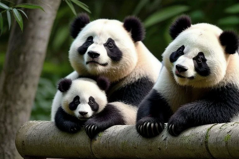 Autrefois, les pandas taient tout blancs. Mais un jour, ils allrent l'enterrement d'une . En signe de deuil, ils avaient pris de la cendre dans leurs mains. Comme ils taient trs tristes, ils se frottrent les yeux pour essuyer leurs larmes. Pour se consoler, ils s'entourrent de leurs bras. Ils se bouchrent les oreilles pour ne pas entendre les pleurs.
Et depuis ce jour, les pandas sont blancs ... et noirs.
