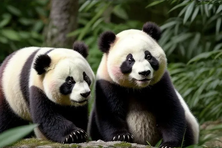Autrefois, les pandas taient tout blancs. Mais un jour, ils allrent  l'enterrement d'une petite fille. En signe de deuil, ils avaient pris de la cendre dans leurs mains. Comme ils taient trs tristes, ils se frottrent les yeux pour essuyer leurs larmes. Pour se consoler, ils s'entourrent de leurs bras. Ils se bouchrent les oreilles pour ne pas entendre les pleurs.
Et depuis ce jour, les pandas sont blancs ... et noirs.
