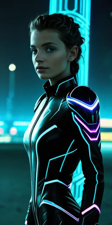 (((Ultra-HD-details, upscaled))) (((tron-style))) 1girl, outdoors