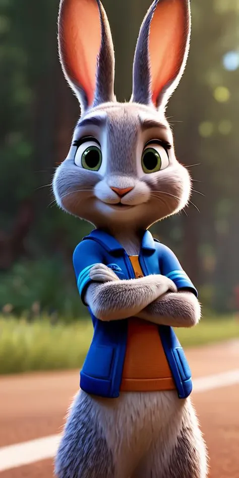 (((Ultra-HD-details, upscaled))) (((disney-pixar-3D-style, real-3D))) furry-female, rabbit, judy-hopps, upright-human-mimic-female