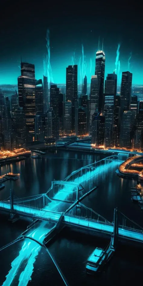 (((Ultra-HD-details))) (((bioluminescent-glowing-scenes-style))) city