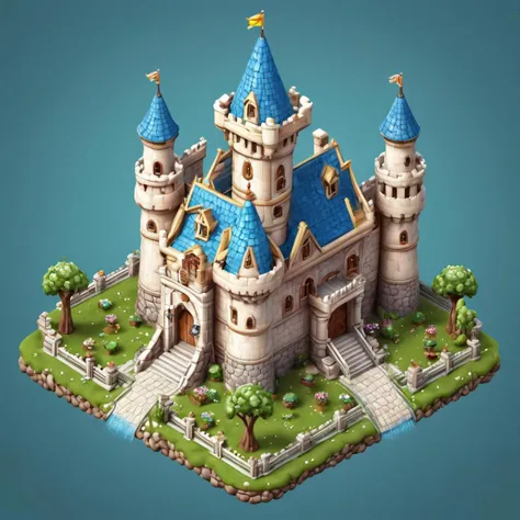 (((isometric-action-game-sprite-tile, draft, format-adapted))) single-castle