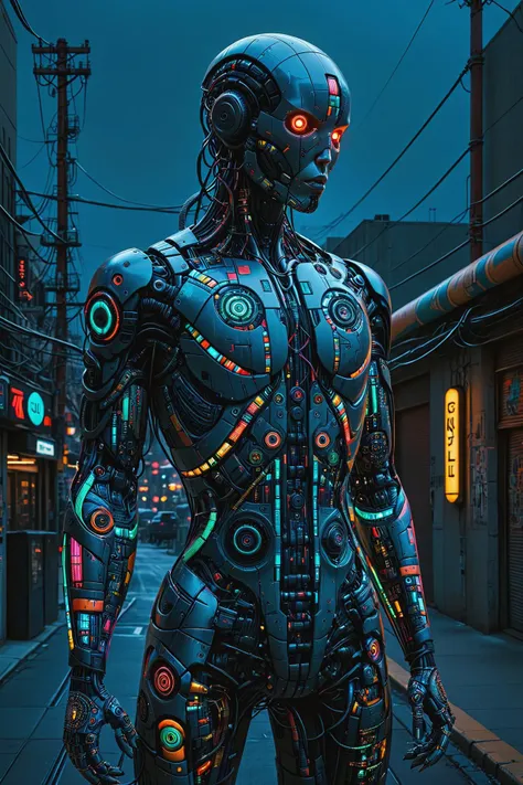 noface (mad_colorful_mosaic:1.2) cyborg, cables, tubes, upperbody, cyberpunk city, neon lights, night <lora:Colorful_Mosaic_SDXL:1.2>  <lora:Faceless_Cyborgs:0.6>, <lora:EnvyBetterHiresFixXL01:1>, masterpiece, best quality, ultra high res, (photorealistic, realistic:1.2), deep shadow, raw photo, film grain, Fujifilm XT3, 8k uhd, dslr