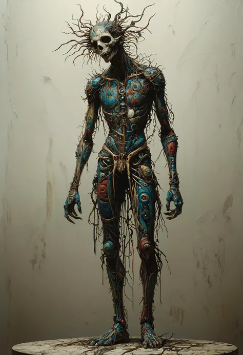 Twisted creature with contorted, elongated limbs, ambient lighting, <lora:Melting_world:0.8>, <lora:Colorful_Mosaic_SDXL:0.8> mad_colorful_mosaic