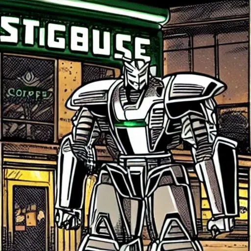 PBOldRifRPGStyle a transformer ordering coffee in a starbucks