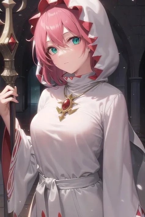 lennacharlottetycoon, <lyco:lennacharlottetycoon-lyco-nochekaiser:1>,
short hair, (green eyes:1.5), pink hair,
BREAK (whitemagelenna:1.5), (red prints:1.5), jewelry, boots, hood, wide sleeves, necklace, thigh boots, staff, robe, (white robe:1.5), white mage,
BREAK looking at viewer,
BREAK outdoors,
BREAK <lyco:GoodHands-beta2:1>, (masterpiece:1.2), best quality, high resolution, unity 8k wallpaper, (illustration:0.8), (beautiful detailed eyes:1.6), extremely detailed face, perfect lighting, extremely detailed CG, (perfect hands, perfect anatomy),