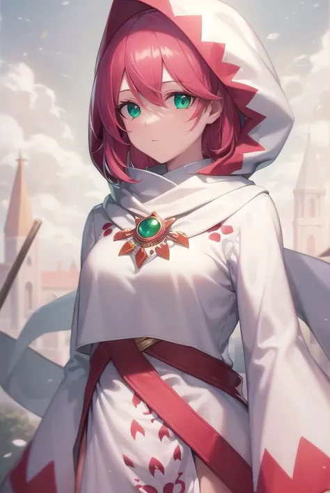 lennacharlottetycoon, <lyco:lennacharlottetycoon-lyco-nochekaiser:1>,
short hair, (green eyes:1.5), pink hair,
BREAK (whitemagelenna:1.5), (red prints:1.5), jewelry, boots, hood, wide sleeves, necklace, thigh boots, staff, robe, (white robe:1.5), white mage,
BREAK looking at viewer,
BREAK outdoors,
BREAK <lyco:GoodHands-beta2:1>, (masterpiece:1.2), best quality, high resolution, unity 8k wallpaper, (illustration:0.8), (beautiful detailed eyes:1.6), extremely detailed face, perfect lighting, extremely detailed CG, (perfect hands, perfect anatomy),