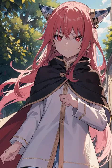 rengokuashe, <lyco:rengokuashe-lyco-nochekaiser:0.7>,
rengoku ashe, long hair, (red eyes:1.5), pink hair, earrings,
BREAK thighhighs, long sleeves, capelet, cape, dress, white dress,
BREAK outdoors, nature, forest,
BREAK looking at viewer, (cowboy shot:1.5),
BREAK <lyco:GoodHands-beta2:1>, (masterpiece:1.2), best quality, high resolution, unity 8k wallpaper, (illustration:0.8), (beautiful detailed eyes:1.6), extremely detailed face, perfect lighting, extremely detailed CG, (perfect hands, perfect anatomy),