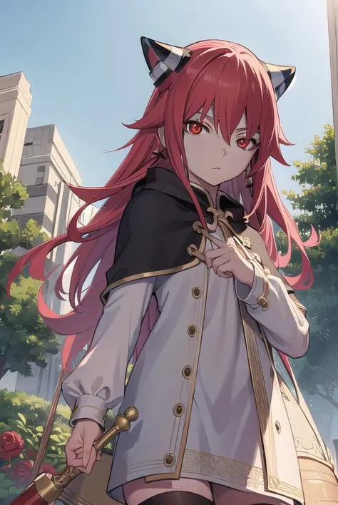 rengokuashe, <lyco:rengokuashe-lyco-nochekaiser:0.8>,
rengoku ashe, long hair, (red eyes:1.5), pink hair, earrings,
BREAK thighhighs, long sleeves, capelet, cape, dress, white dress, 
BREAK outdoors, nature, forest,
BREAK looking at viewer, (cowboy shot:1.5),
BREAK <lyco:GoodHands-beta2:1>, (masterpiece:1.2), best quality, high resolution, unity 8k wallpaper, (illustration:0.8), (beautiful detailed eyes:1.6), extremely detailed face, perfect lighting, extremely detailed CG, (perfect hands, perfect anatomy),