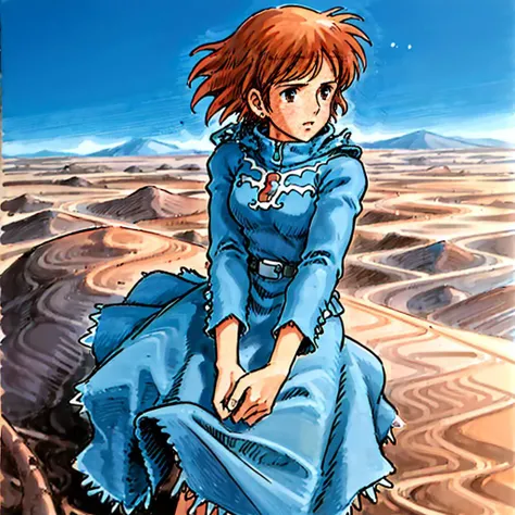 <lora:NausicaaC002:0.7>,
NausicaaC,1girl,
blue dress,
desert,