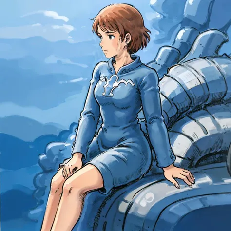 Nausicaa C,(nsfw:1.4),alone,
watercolor (Moderate),Painting (Moderate),Mouth closed,(Royal Bedroom),
Brown Hair,1 person,,View your viewers,short hair,,smile,belt,,Long sleeve,