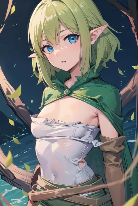 ryulion, <lora:ryutest:0.75>,
ryu lion, blonde hair, blue eyes, elf, hair between eyes, pointy ears, short hair, (small breast:1.2),
BREAK boots, brown gloves, buruma, cape, cloak, collarbone, elbow gloves, gloves, green buruma, green cape, green cloak, green shorts, hood, hooded cloak, shirt, shorts, thigh boots, thighhighs, white shirt,,
BREAK looking at viewer,
BREAK outdoors, city,
BREAK <lora:GoodHands-vanilla:1>, (masterpiece:1.2), best quality, high resolution, unity 8k wallpaper, (illustration:0.8), (beautiful detailed eyes:1.6), extremely detailed face, perfect lighting, extremely detailed CG, (perfect hands, perfect anatomy),