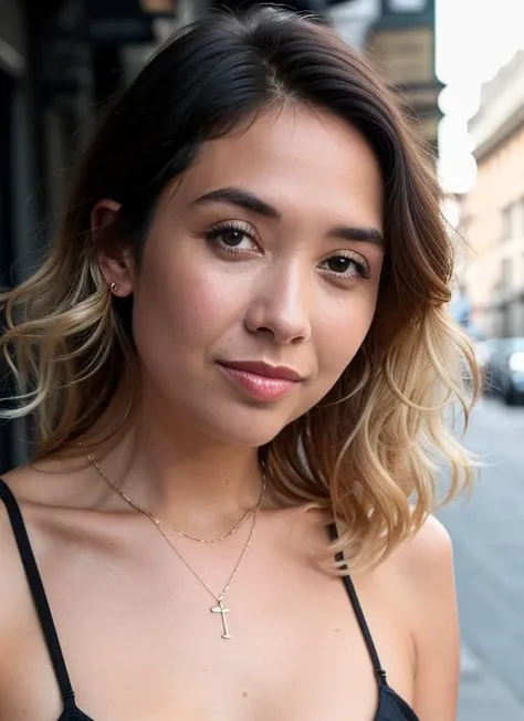 RAW photo of sks woman , natural lighting, 8k uhd, dslr, soft lighting, high quality, film grain, Fujifilm XT3, by Guy Bourdin, <lora:lora-small-myleene-klass-v1:1>