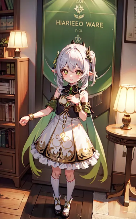 <lora:yetAnotherNahidaGenshin_nahidav3:0.7> masterpiece, best quality, 1girl, solo, nahida_genshin, cross-shaped pupils, default_dress, green cape, standing